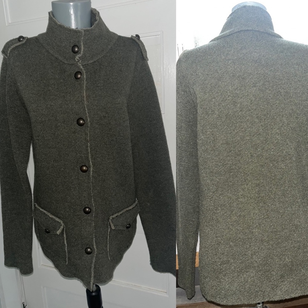 Italy Italian Wool Military jacket fitted button Sweater coat warm coz… - Picture 14 of 14